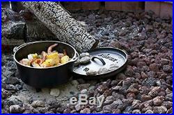 Lodge Preseasoned Cast Iron Deep Camp Dutch Oven Hot Coals USA Made Cookware 5Qt