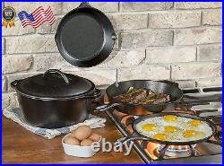 Lodge Seasoned Cast Iron 5 Piece Bundle. 10.5 Griddle 8 Skillet Dutch Oven