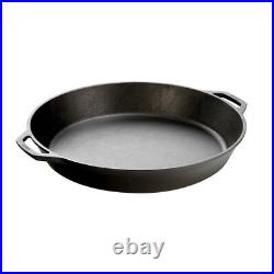 Lodge Seasoned Cast Iron Skillet with 2 Loop Handles, 17 In Ergonomic Frying Pan