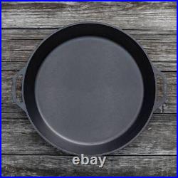 Lodge Seasoned Cast Iron Skillet with 2 Loop Handles, 17 In Ergonomic Frying Pan