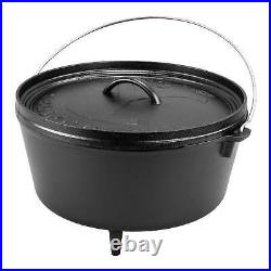 Lodge Yellowstone 8 Quart Seasoned Cast Iron Power Y Deep Camp Dutch Oven, 12in