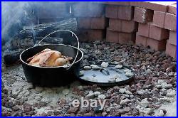 Lodge Yellowstone 8 Quart Seasoned Cast Iron Power Y Deep Camp Dutch Oven, 12in