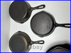 Lot 8 Wagner Ware And lodge Cast Iron Skillets Resale lot Restored