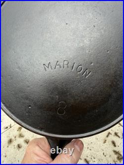 Marion Cast Iron #8 Cast Iron Skillet with ERIE Ghost Mark In Top Casting