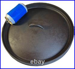 Massive Antique Lodge #14 Cast Iron Camp Dutch Oven Matching Coal Lid w Legs