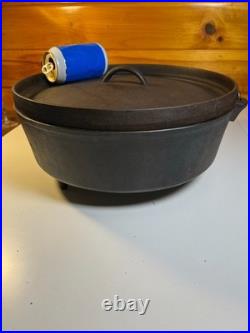 Massive Antique Lodge #14 Cast Iron Camp Dutch Oven Matching Coal Lid w Legs
