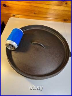 Massive Antique Lodge #14 Cast Iron Camp Dutch Oven Matching Coal Lid w Legs