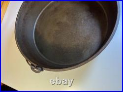 Massive Antique Lodge #14 Cast Iron Camp Dutch Oven Matching Coal Lid w Legs