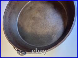 Massive Antique Lodge #14 Cast Iron Camp Dutch Oven Matching Coal Lid w Legs