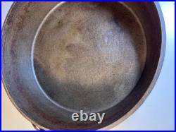 Massive Antique Lodge #14 Cast Iron Camp Dutch Oven Matching Coal Lid w Legs