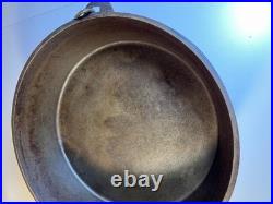 Massive Antique Lodge #14 Cast Iron Camp Dutch Oven Matching Coal Lid w Legs