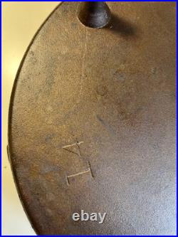 Massive Antique Lodge #14 Cast Iron Camp Dutch Oven Matching Coal Lid w Legs