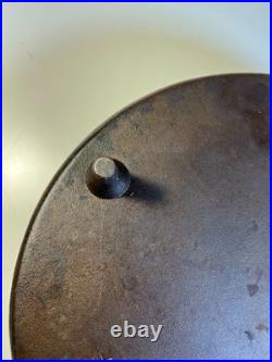 Massive Antique Lodge #14 Cast Iron Camp Dutch Oven Matching Coal Lid w Legs