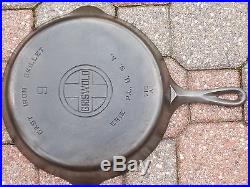 Matched Set of 8 GRISWOLD Large Cross Block Lettering Cast Iron Skillets 1920's
