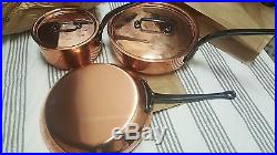 Mauviel M'Heritage M'150c 5 Piece Copper Cookware Set Cast Iron Handles NEW