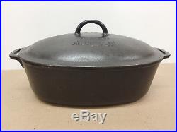 McClary No. 5 Drip Top OVAL ROASTER CAST IRON Roasting Pan + Trivet Not Griswold