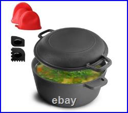MegaChef 5 Quart Pre-Seasoned 2-in-1 Cast IronDutch Oven and MegaChef 5 Quart Pre-Seasoned 2-in-1 Cast IronDutch Oven and