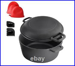 MegaChef 5 Quart Pre-Seasoned 2-in-1 Cast IronDutch Oven and