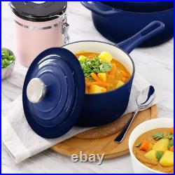 MegaChef 7 Piece Enameled Cast Iron Cookware Set in Blue