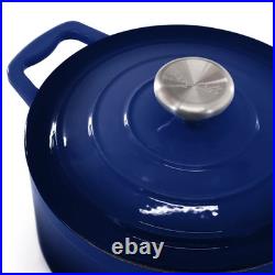 MegaChef 7 Piece Enameled Cast Iron Cookware Set in Blue