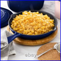 MegaChef 7 Piece Enameled Cast Iron Cookware Set in Blue