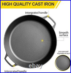 NEW 17 Inch Pre-Seasoned Cast Iron Skillet Dual Handle Camping Frying Pan