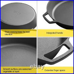 NEW 17 Inch Pre-Seasoned Cast Iron Skillet Dual Handle Camping Frying Pan