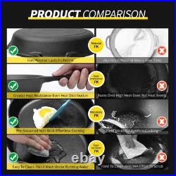 NEW 17 Inch Pre-Seasoned Cast Iron Skillet Dual Handle Camping Frying Pan