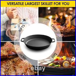 NEW 17 Inch Pre-Seasoned Cast Iron Skillet Dual Handle Camping Frying Pan