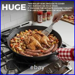 NEW 17 Inch Pre-Seasoned Cast Iron Skillet Dual Handle Camping Frying Pan