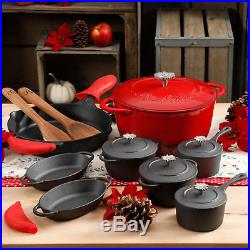 NEW 2017 The Pioneer Woman Timeless 18-Piece Red Cast Iron Essential Set Cooking