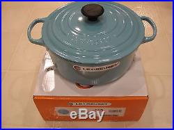 New In Box Le Creuset Turquoise 5.5 Quart Round Dutch Oven With LID