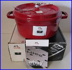 NEW IN BOX Staub 4-Quart Round Dutch Oven La Cocotte Red Enameled Cast Iron