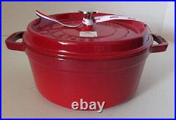 NEW IN BOX Staub 4-Quart Round Dutch Oven La Cocotte Red Enameled Cast Iron