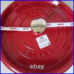 NEW IN BOX Staub 4-Quart Round Dutch Oven La Cocotte Red Enameled Cast Iron