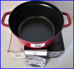 NEW IN BOX Staub 4-Quart Round Dutch Oven La Cocotte Red Enameled Cast Iron