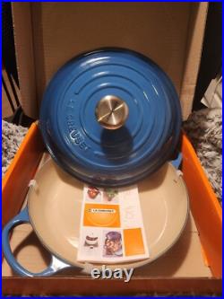 NEW Le Creuset 2.25 Qt Blue Round Dutch Oven 10.25 Enamel Cast Iron Pot Lid Fra