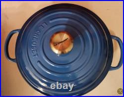 NEW Le Creuset 2.25 Qt Blue Round Dutch Oven 10.25 Enamel Cast Iron Pot Lid Fra
