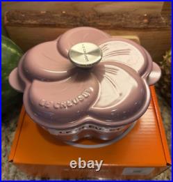 NEW Le Creuset Cast Iron Traditional Floral Cocotte Petal Oven 2.25qt MAUVE PINK