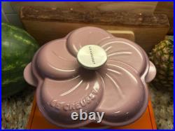 NEW Le Creuset Cast Iron Traditional Floral Cocotte Petal Oven 2.25qt MAUVE PINK