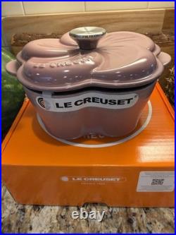 NEW Le Creuset Cast Iron Traditional Floral Cocotte Petal Oven 2.25qt MAUVE PINK