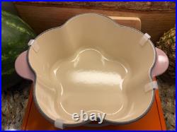 NEW Le Creuset Cast Iron Traditional Floral Cocotte Petal Oven 2.25qt MAUVE PINK