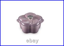 NEW Le Creuset Cast Iron Traditional Floral Cocotte Petal Oven 2.25qt MAUVE PINK