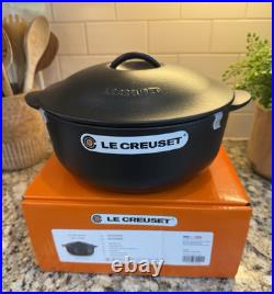 NEW Le Creuset Legumier 4 qt Heritage Round Dutch Oven Cast Iron #24 Matte Black