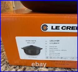 NEW Le Creuset Legumier 4 qt Heritage Round Dutch Oven Cast Iron #24 Matte Black