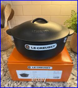 NEW Le Creuset Legumier 4 qt Heritage Round Dutch Oven Cast Iron #24 Matte Black