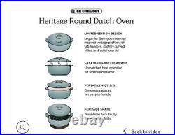 NEW Le Creuset Legumier 4 qt Heritage Round Dutch Oven Cast Iron #24 Matte Black