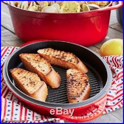 NEW Le Creuset Oval Dutch Oven with Grill Pan Lid RED