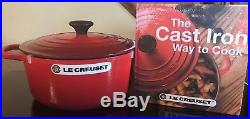 NEW Le Creuset Signature Round Dutch Oven 5 1/2-Qt Red + Cookbook $490 Model 26