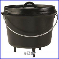 NEW Lodge Cast Iron Dutch Oven 8 QT Seasoned With Griddle Lid, Deep Camp Round